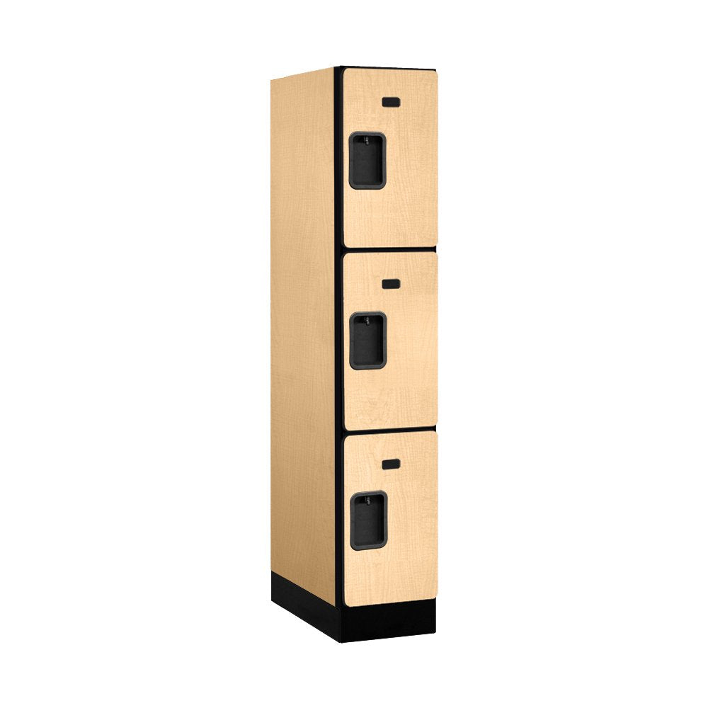 12 Wide Triple Tier Designer Wood Locker - 1 Wide - 5 Feet High - 21 Inches Deep - Maple