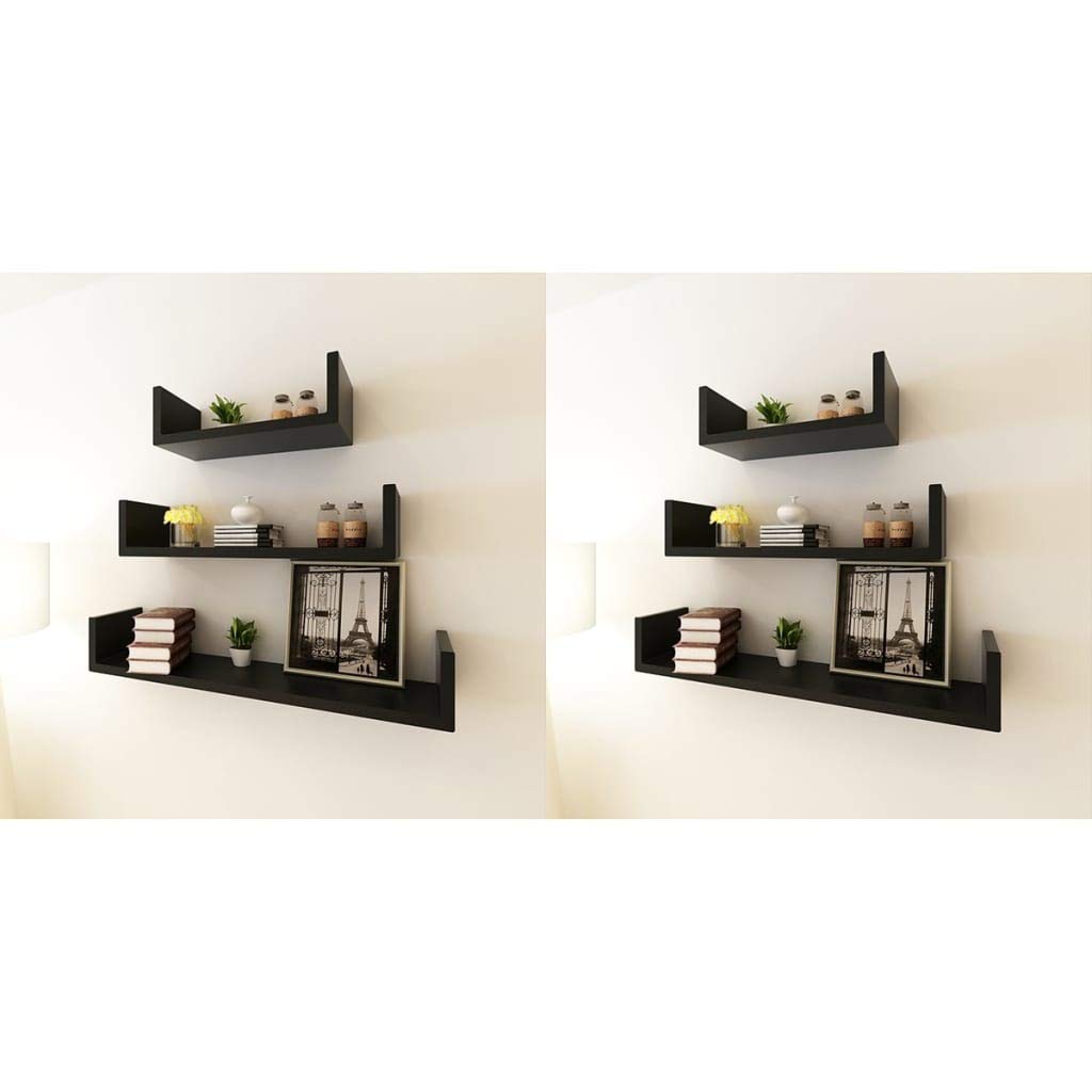 vidaXL Wall Shelves 6 pcs Black