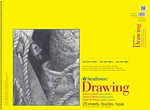 Strathmore 300 Series Drawing Pad, Medium Surface, 18X24, Wire Bound, 25 Sheets