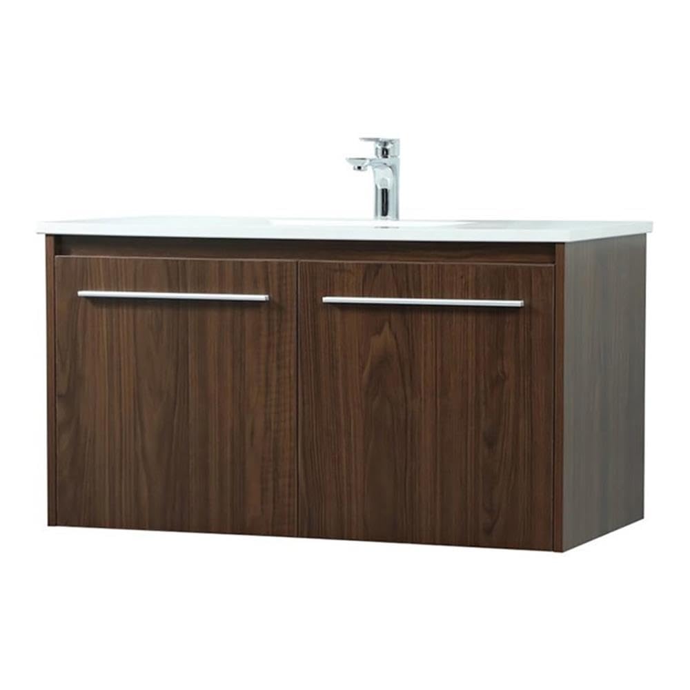 Elegant Decor Penn 36 Aluminum Alloy Mdf Single Bathroom Vanity In Walnut