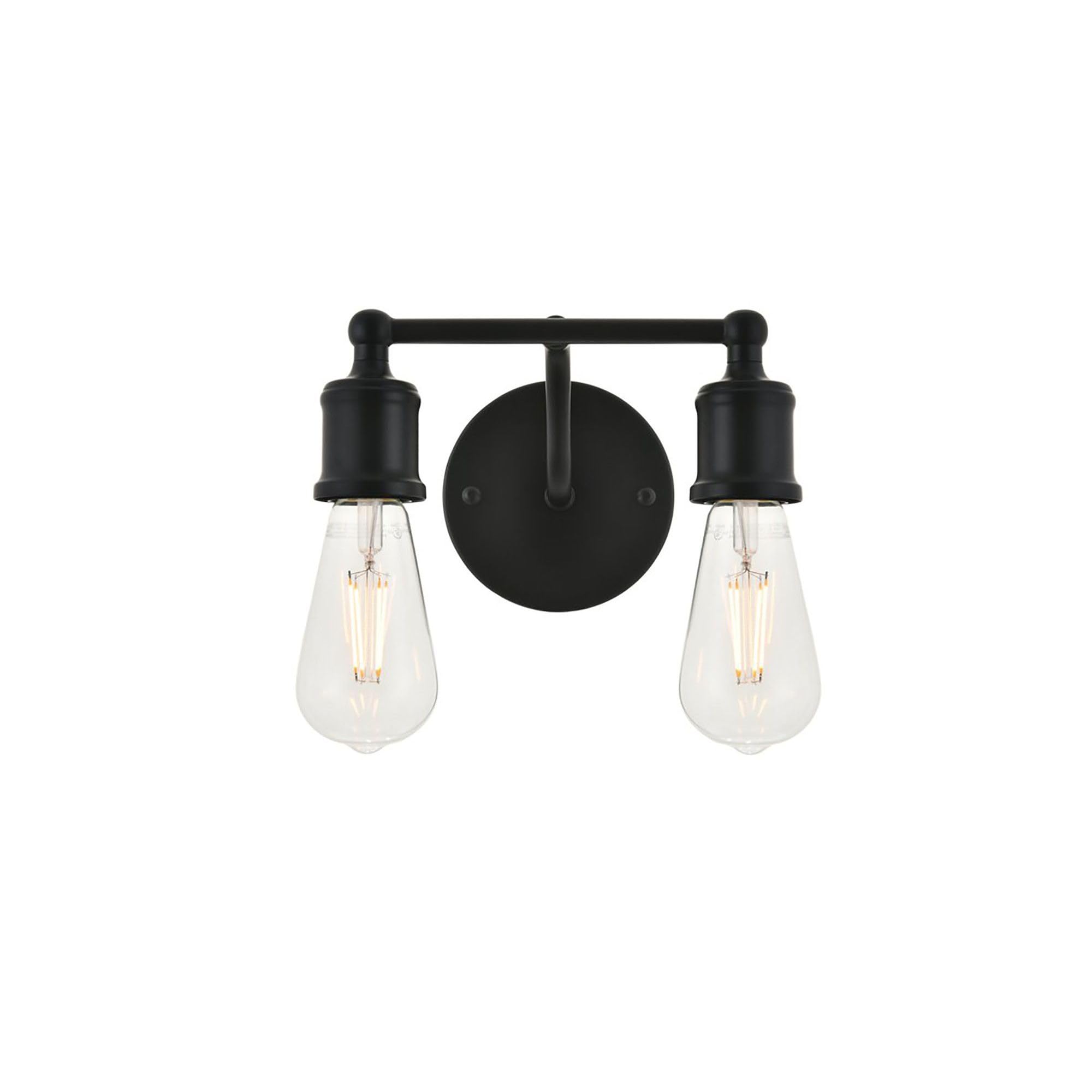 Living District Serif 2-Light Mid-Century Metal Wall Sconce In Black