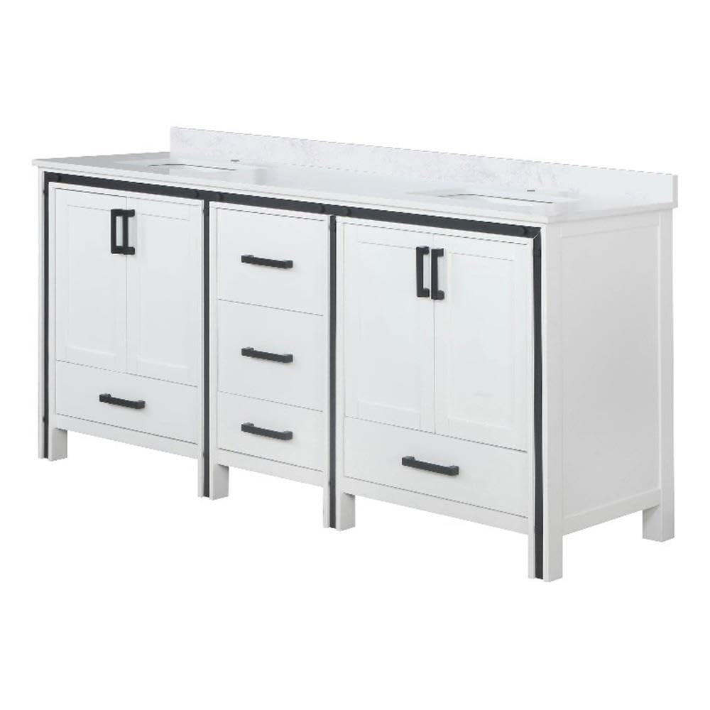 White Double Bath Vanity 72 in. W x 22 in. D, with Cultured Marble Top
