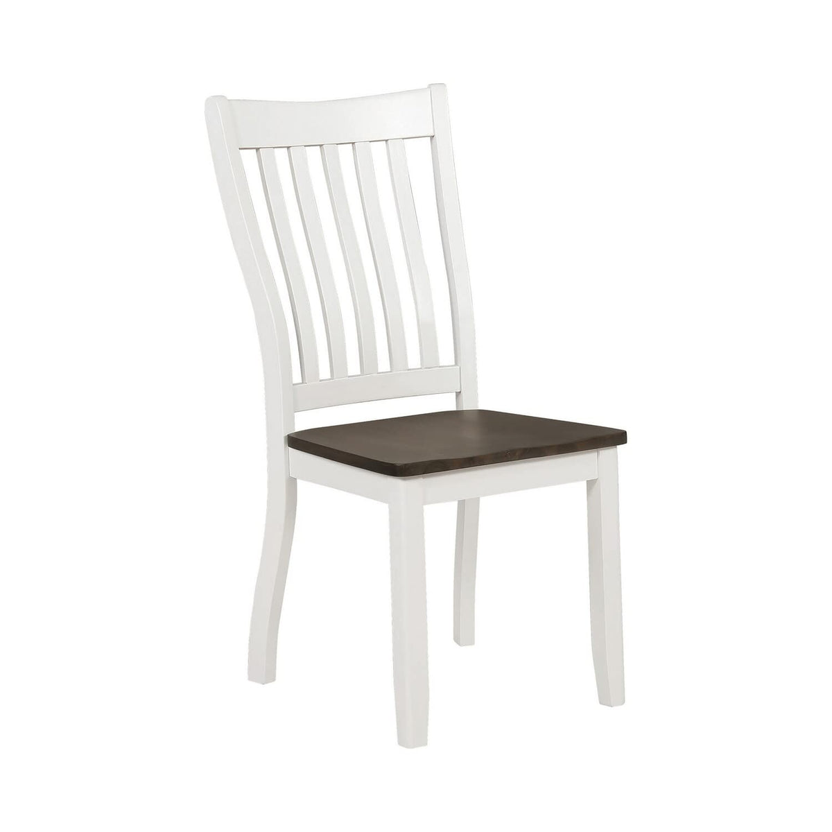 Benjara Farmhouse Wooden Dining Chair With Slatted Back, Set Of 2, White And Brown