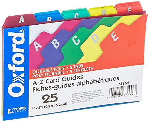 Casafoyer Esselte Pendaflex  Poly Index Card Guide, 4 X 6 in, Assorted Color, Pack of 25 | (2 Units)