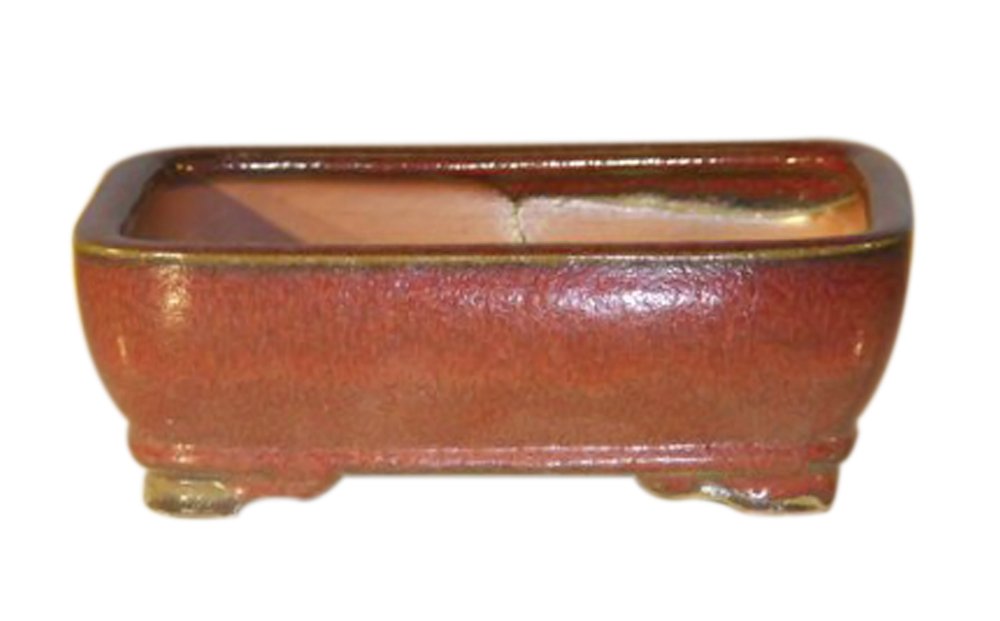 Parisian Red Ceramic Bonsai Pot - Rectangle<br><i>7.0 x 5.5 x 2.375</i>