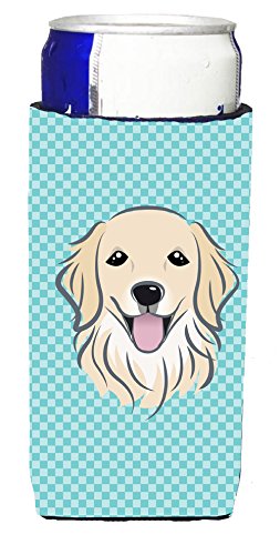 Carolines Treasures Bb1143Muk Checkerboard Blue Golden Retriever Ultra Beverage Insulators For Slim Cans, Slim Can, Multicolor