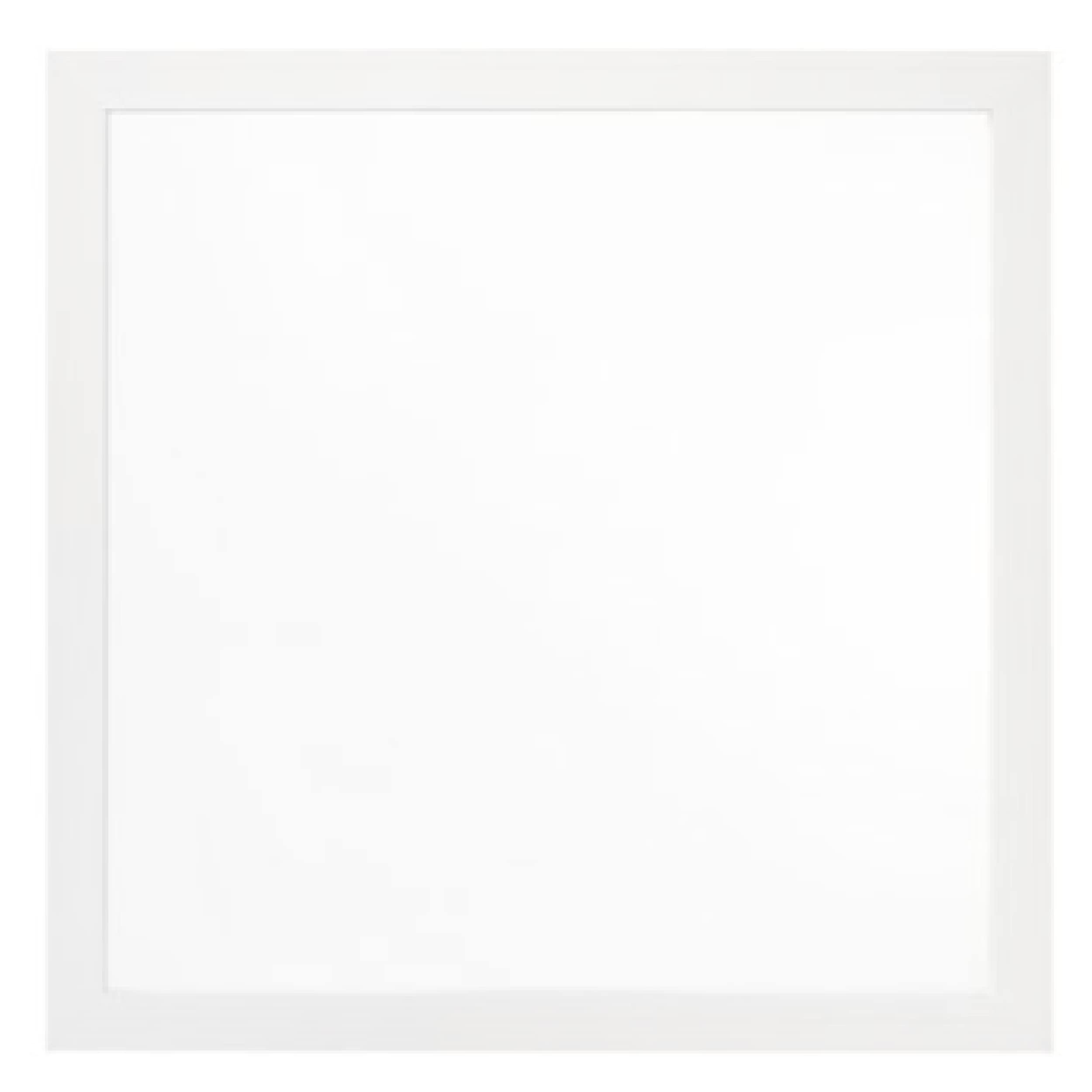40 Inch Wall Mirror, Sleek Square Wood Frame, White