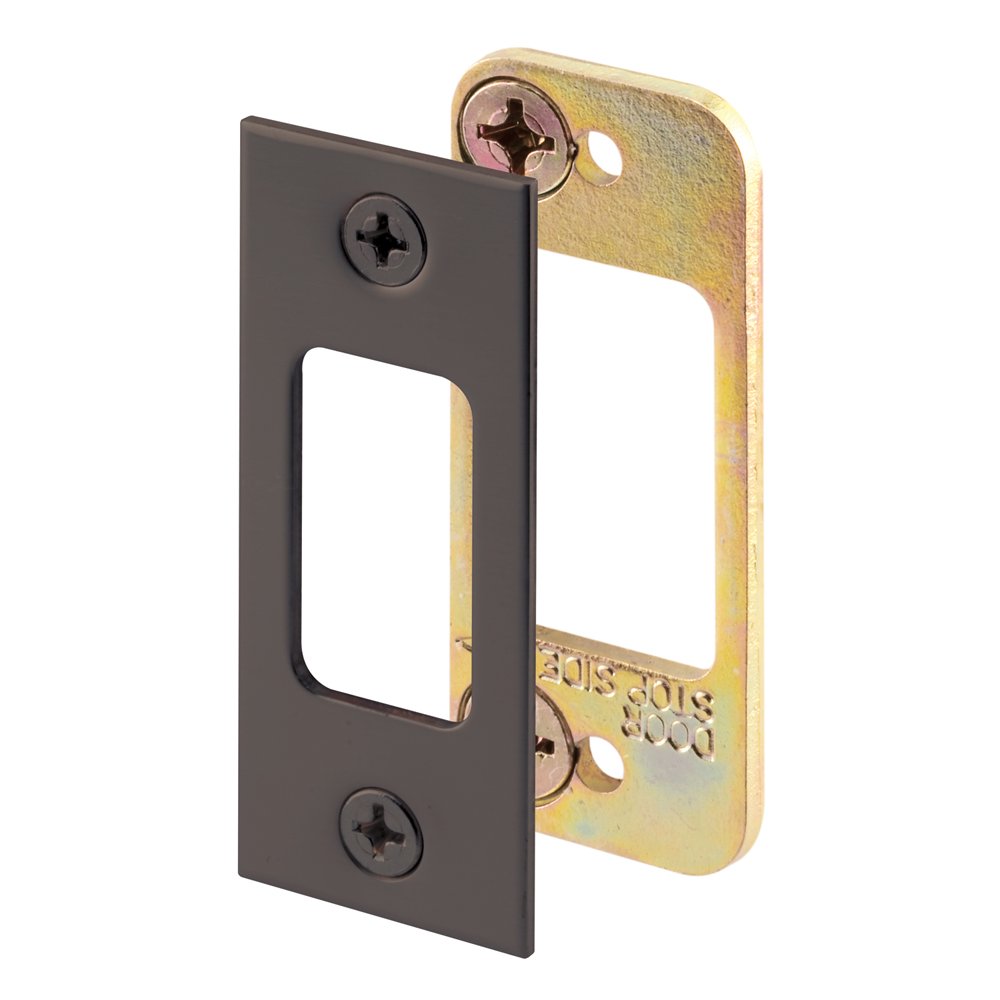 Prime-Line E 2482 11/16 X 1-1/4 In. Classic Bronze Finished Steel Security Deadbolt Door Lock Strike With Dual Steel Plates (Sin