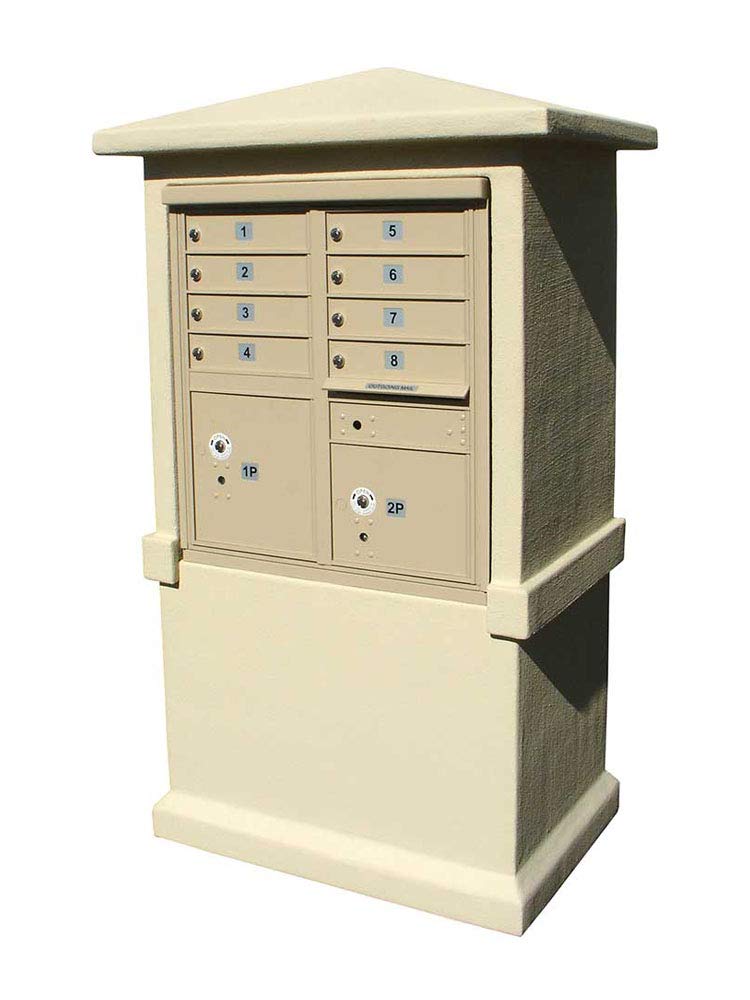 Estateview stucco CBU Mailbox Center, TALL pedestal (column only) in Sandstone Color