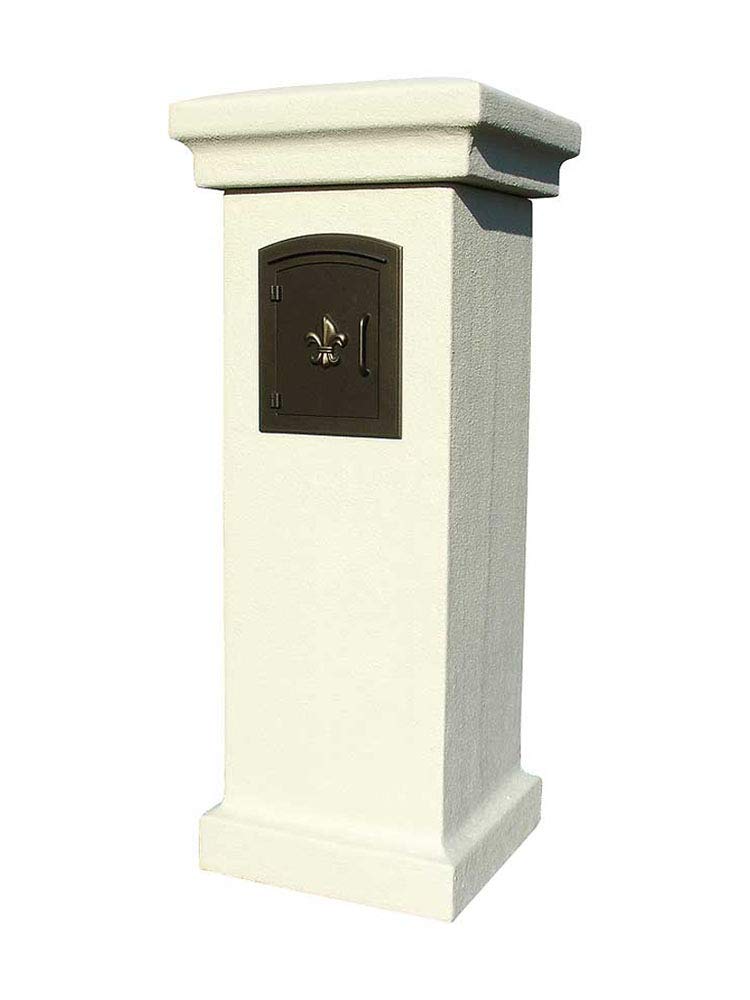 Manchester NON-LOCKING Stucco Column Mailbox in Sandstone Color