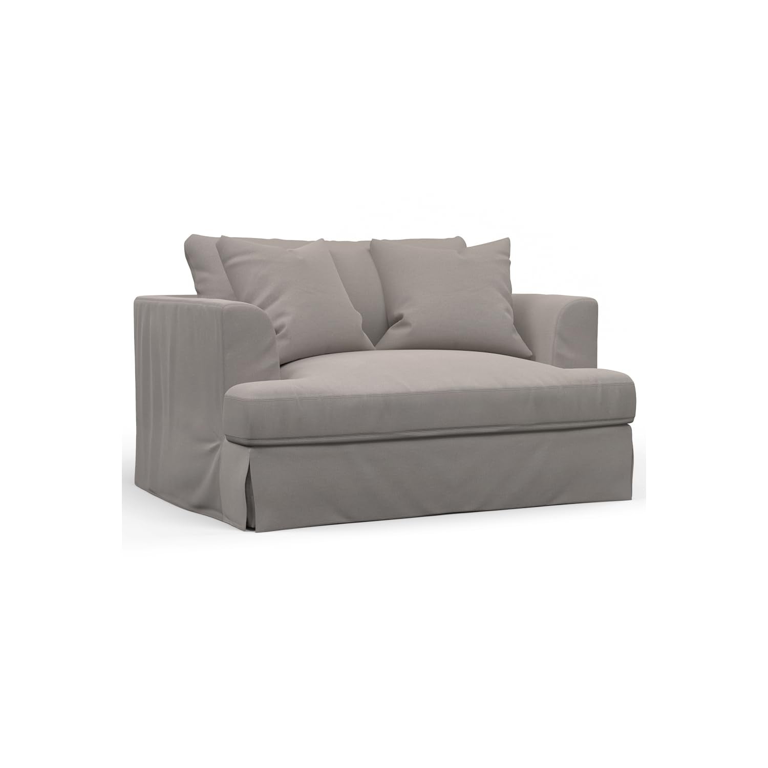 Sunset Trading Newport Slipcovered 52 Wide Chair and A Half with Ottoman | Stain Resistant Performance Fabric | 2 Throw Pillows | Gray"