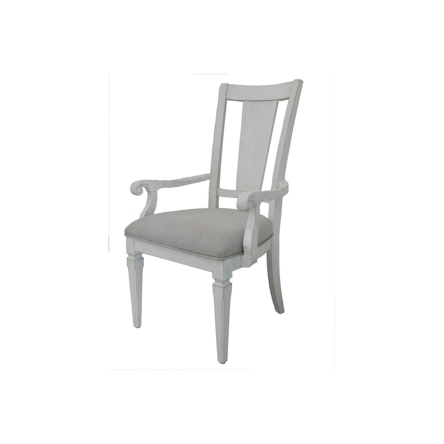Kate 24 Inch Dining Armchair Set of 2, Light Gray Linen, White Wood Frame