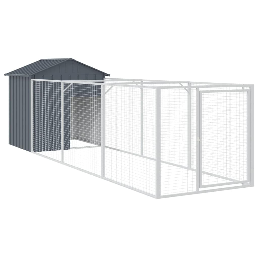 vidaXL Dog House with Roof Anthracite 46.1x320.1"x48.4" Galvanized Steel"