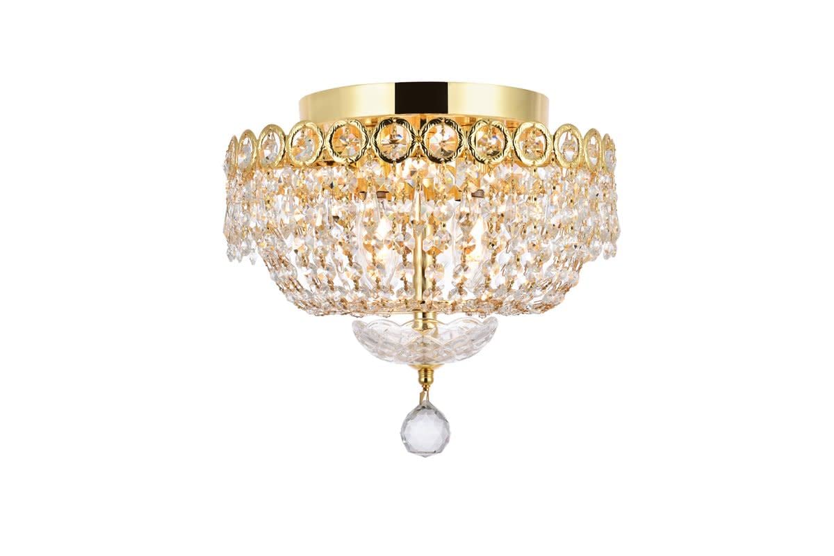 Elegant Lighting Century - Four Light Flush Mount-Gold Finish-Royal Cut Crystal Type