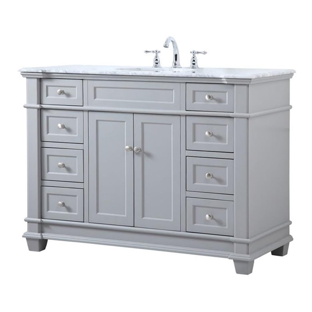 Elegant Decor Wesley 48 Steel And Solid Wood Single Bathroom Vanity Set In Gray