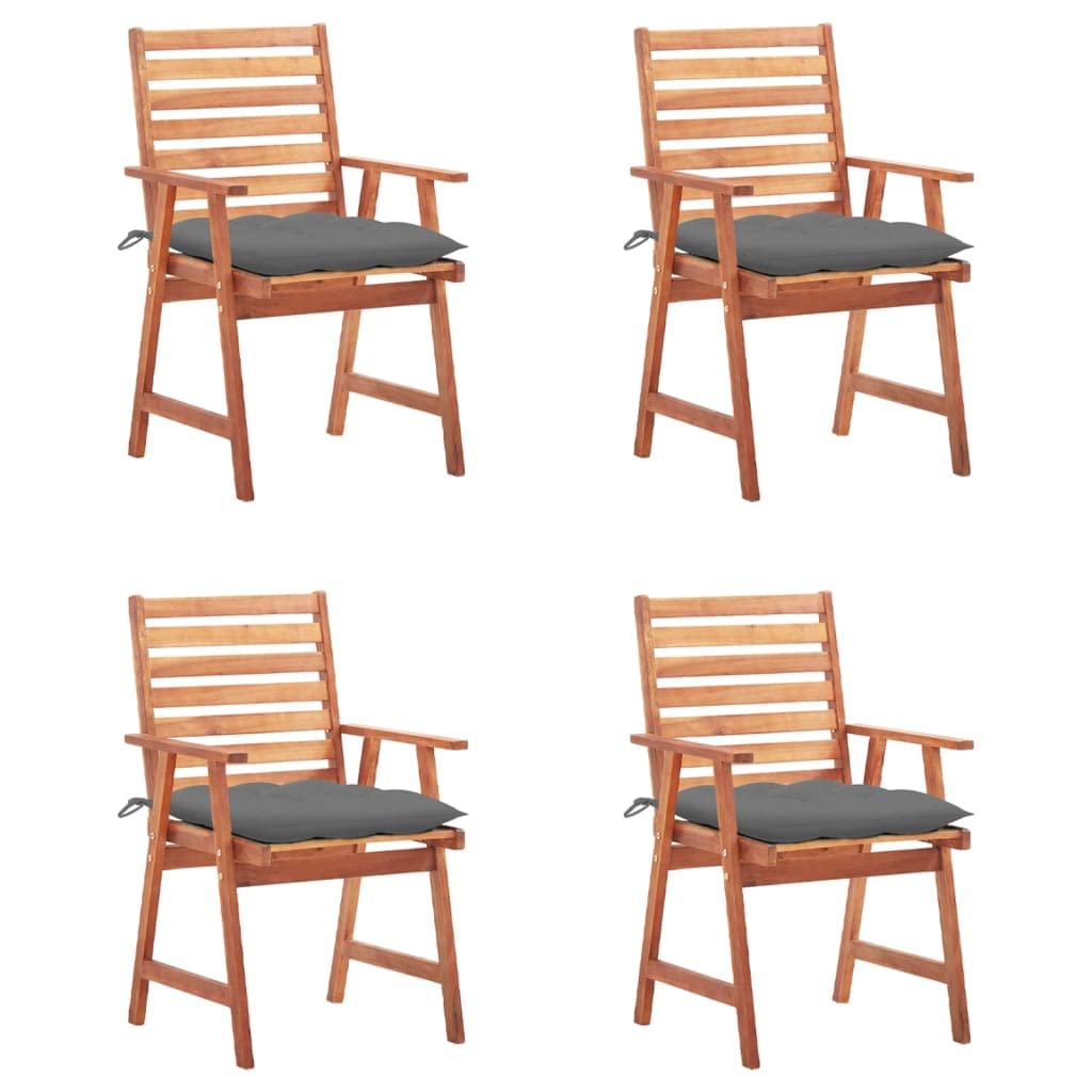 vidaXL Patio Dining Chairs 4 pcs with Cushions Solid Acacia Wood, 3078336