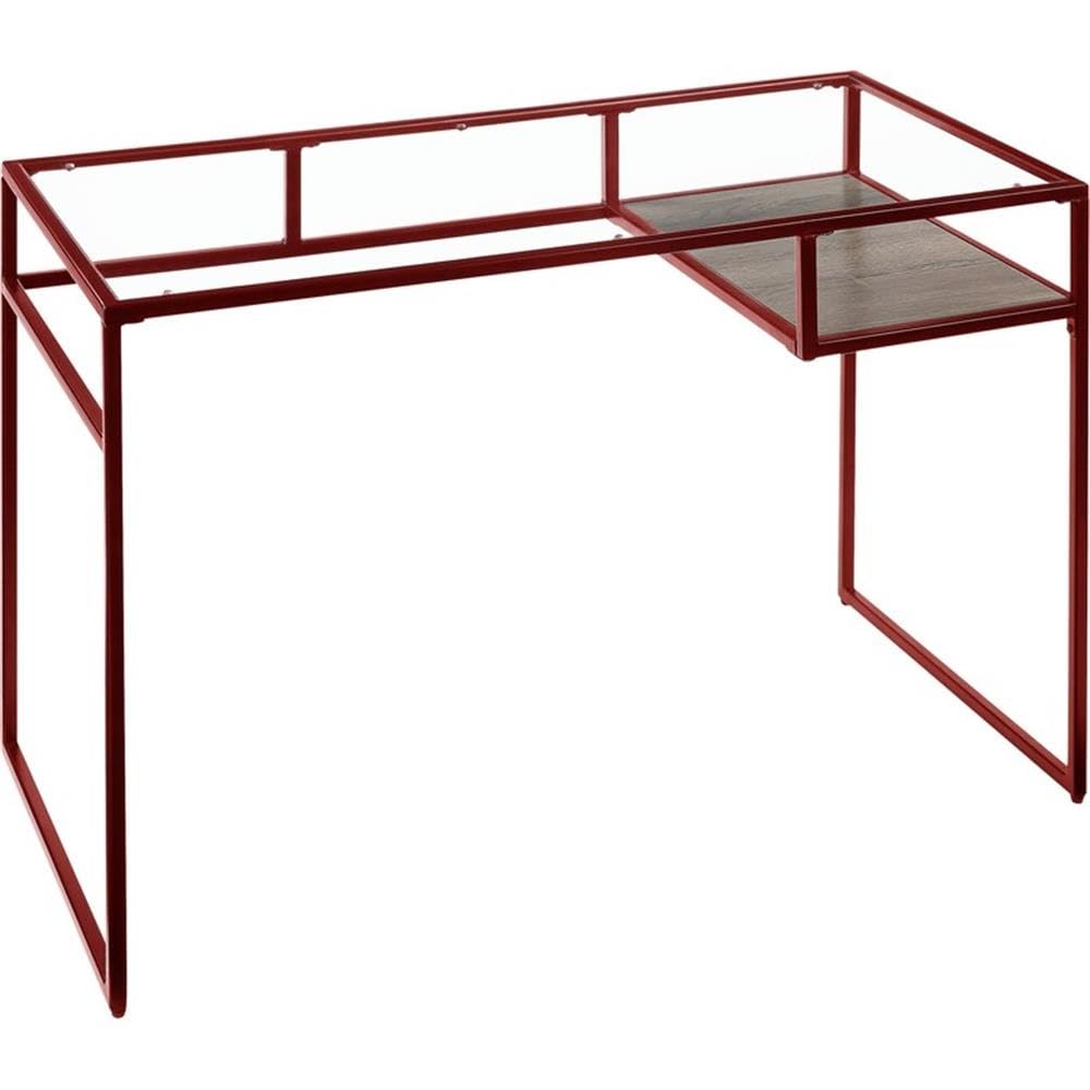 Desk, Red & Glass