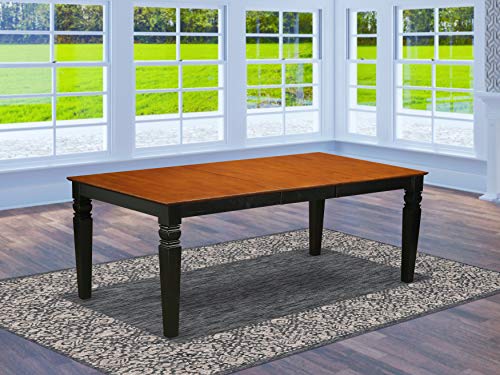 East West Furniture Lgt-Bch-T Logan Dining Table - Cherry Table Top Surface And Black Finish Stylish 4 Legs Solid Wood Rectangle