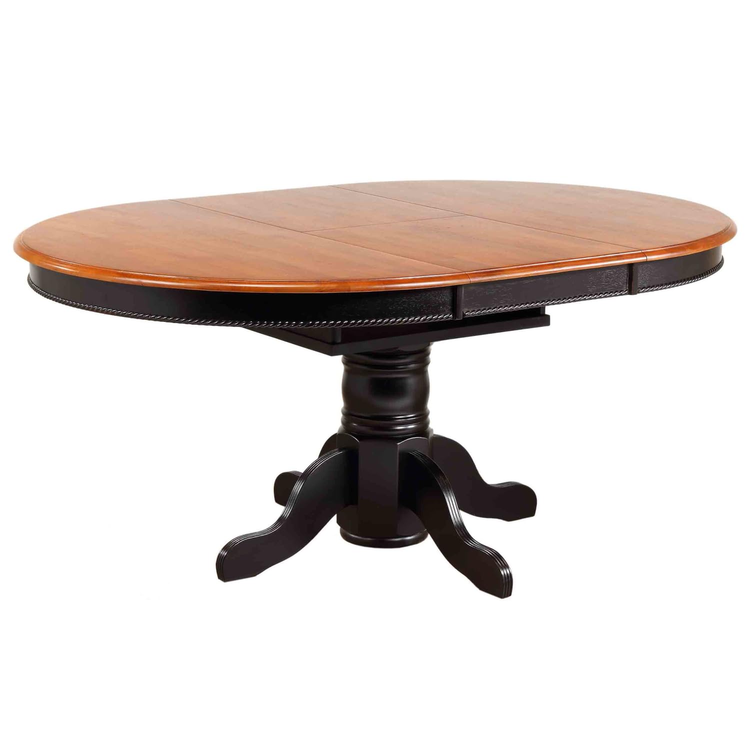 Sunset Trading Black Cherry Selections 5 Piece 48 Round to 66" Oval Extendable Dining Set with 4 Keyhole Chairs | Butterfly Leaf Pedestal Table | Seats 6"