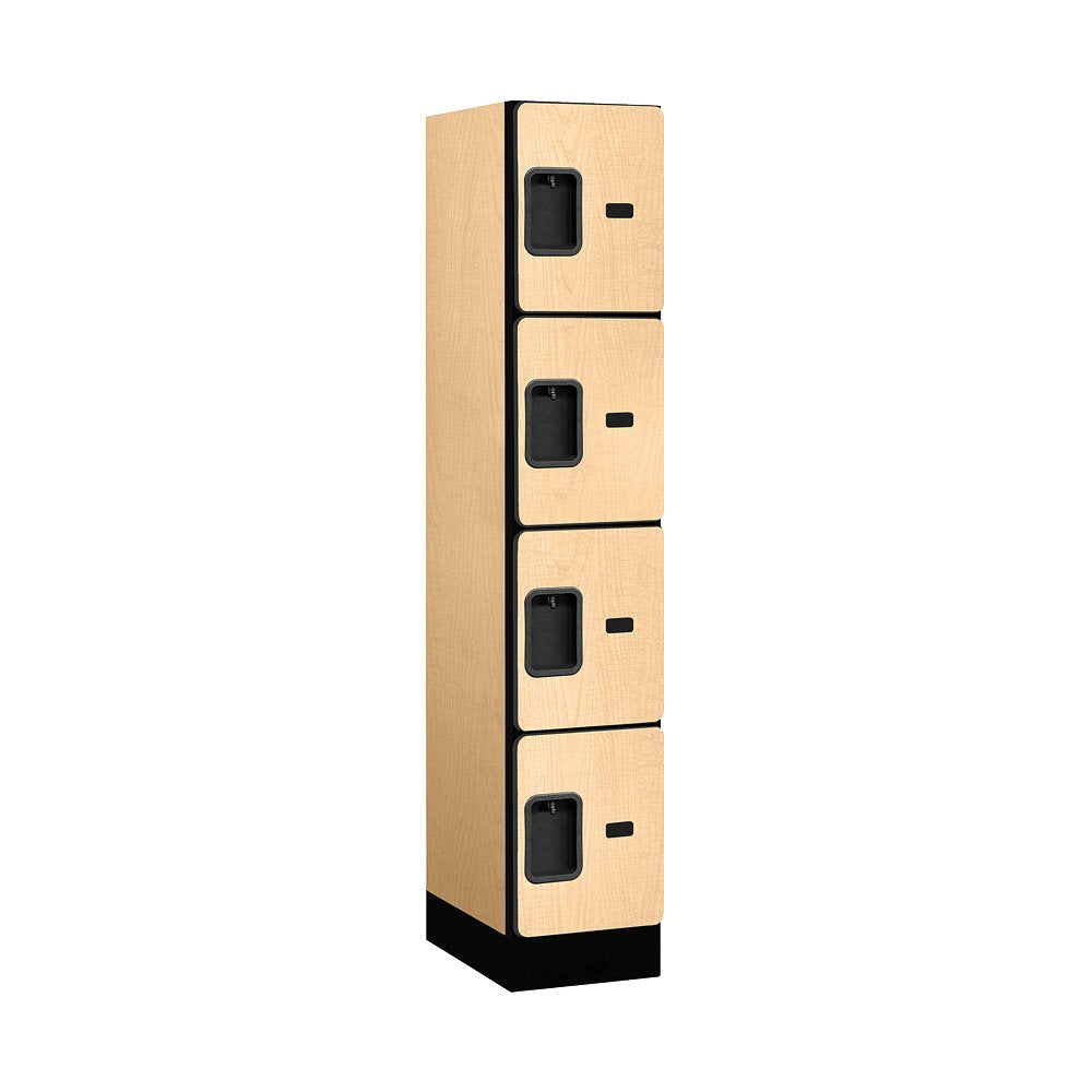 12 Wide Four Tier Designer Wood Locker - 1 Wide - 5 Feet High - 18 Inches Deep - Maple