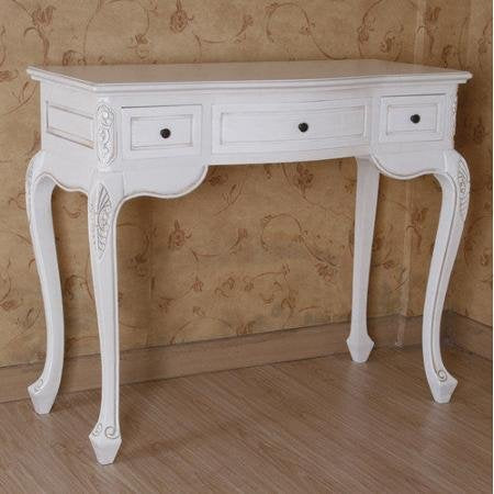 Windsor Antique White Carved Wood Vanity Desk - Antique White