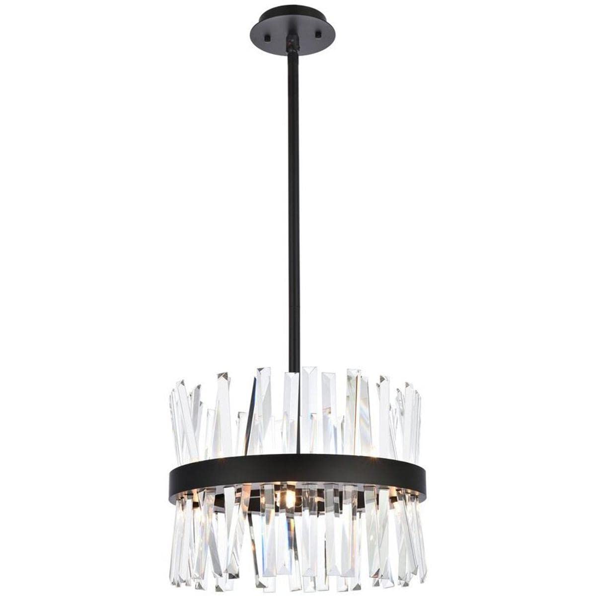 Serephina 16 inch crystal round pendant light in black