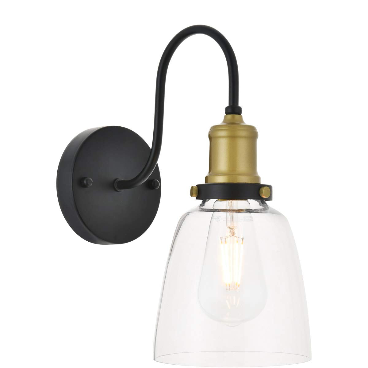 Living District Felicity 1-Light Metal Wall Sconce In Brass And Black