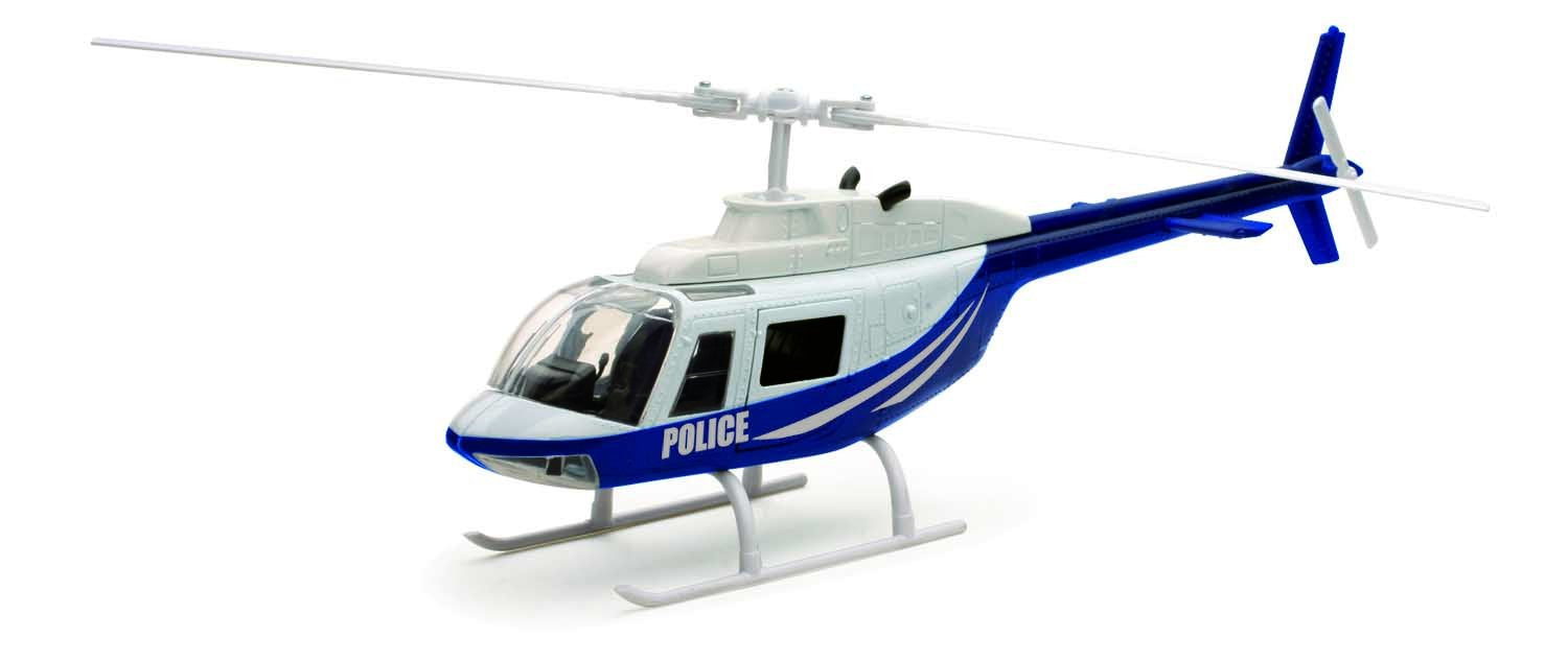 Bell 206 Helicopter Dark Blue and White Police ?Sky Pilot? Series 1/34 Diecast Model by New Ray