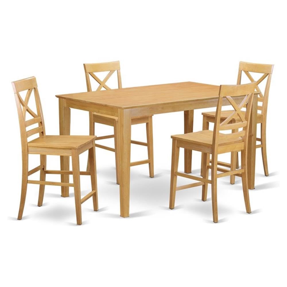 East West Furniture CAQU5H-OAK-W Dining Table Set, 5 Pieces
