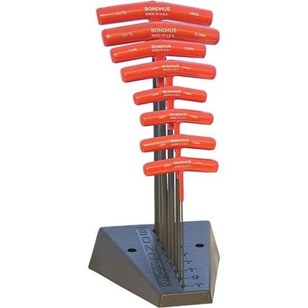 Set 8 Ball End & Hex Graduated Length T-Handles 2-10mm with Stand