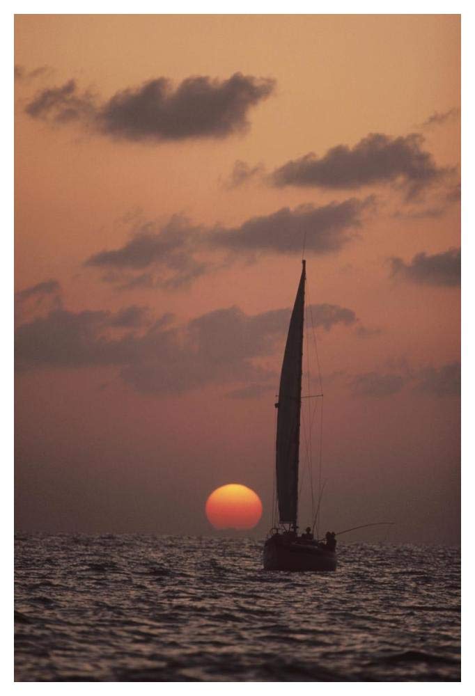 Sailboat adrift at sunset, Sri Lanka-Paper Art-34x50”