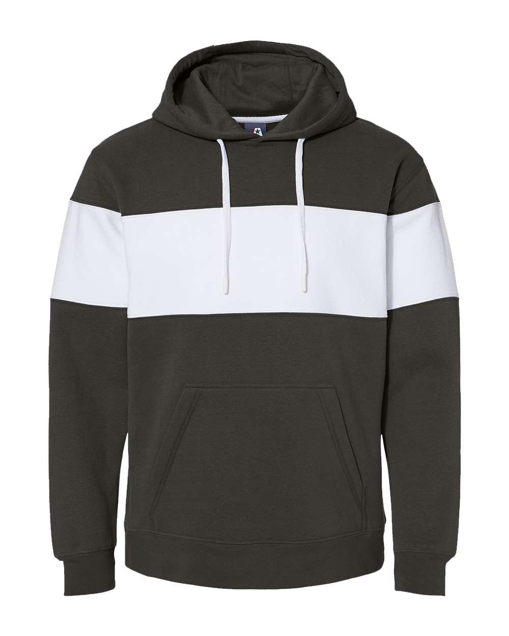 J. America Varsity Fleece Colorblocked Hooded Sweatshirt - Black, L