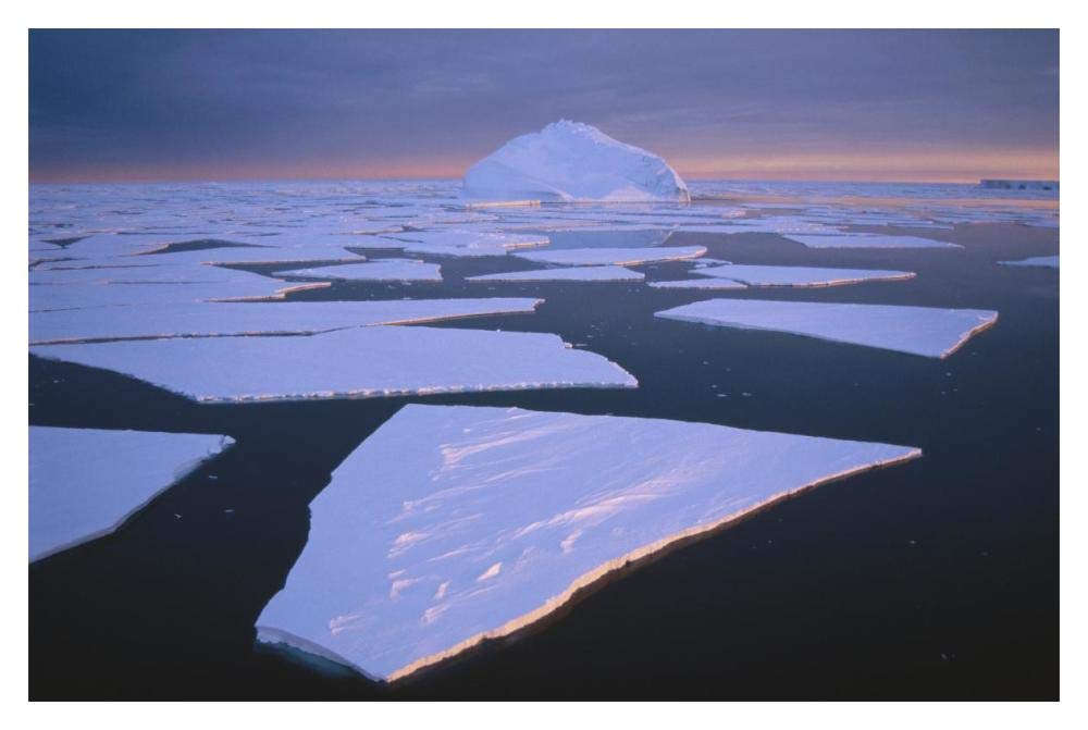 Broken fast ice, under impending midnight storm, Edward VIII Bay, Kemp coast, east Antarctica-Paper Art-20x14”
