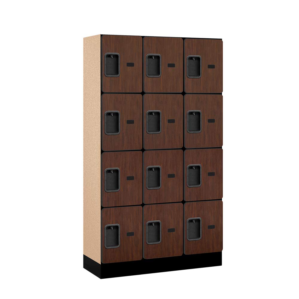 12 Wide Four Tier Designer Wood Locker - 3 Wide - 5 Feet High - 15 Inches Deep - Mahogany