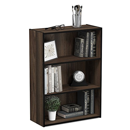 Casafoyer Furinno Pasir 3 Tier Open Shelf Bookcase, Columbia Walnut, 11208CWN | (2 Units)