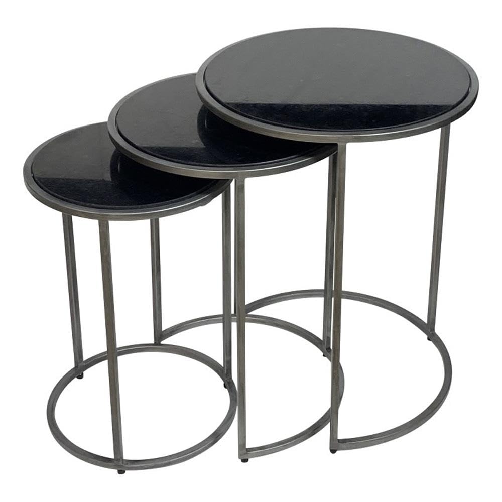 Serena Nesting Tables - Black Marble - Industrial