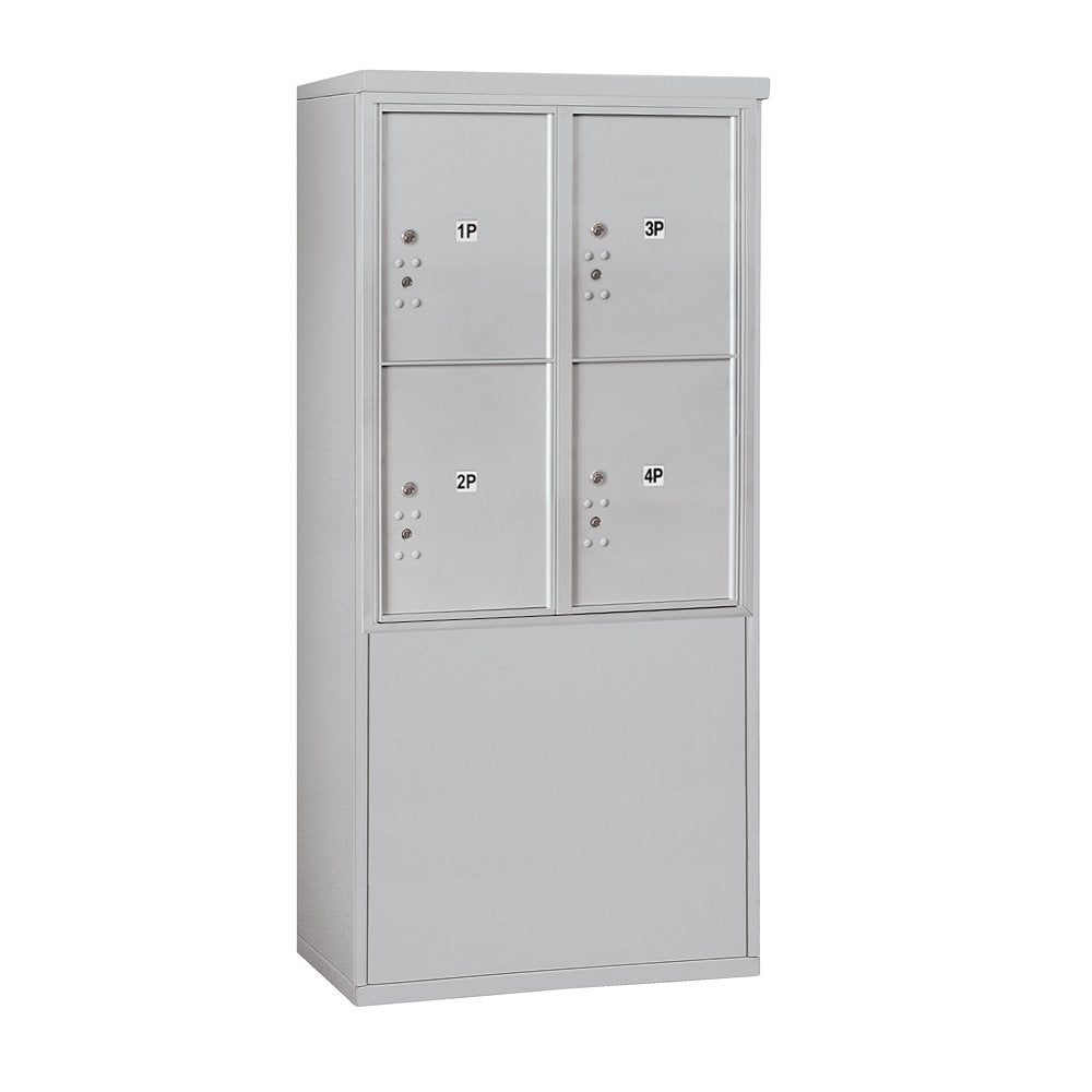 10 Door High Free-Standing 4C Horizontal Parcel Locker with 4 Parcel Lockers in Aluminum with Private Access
