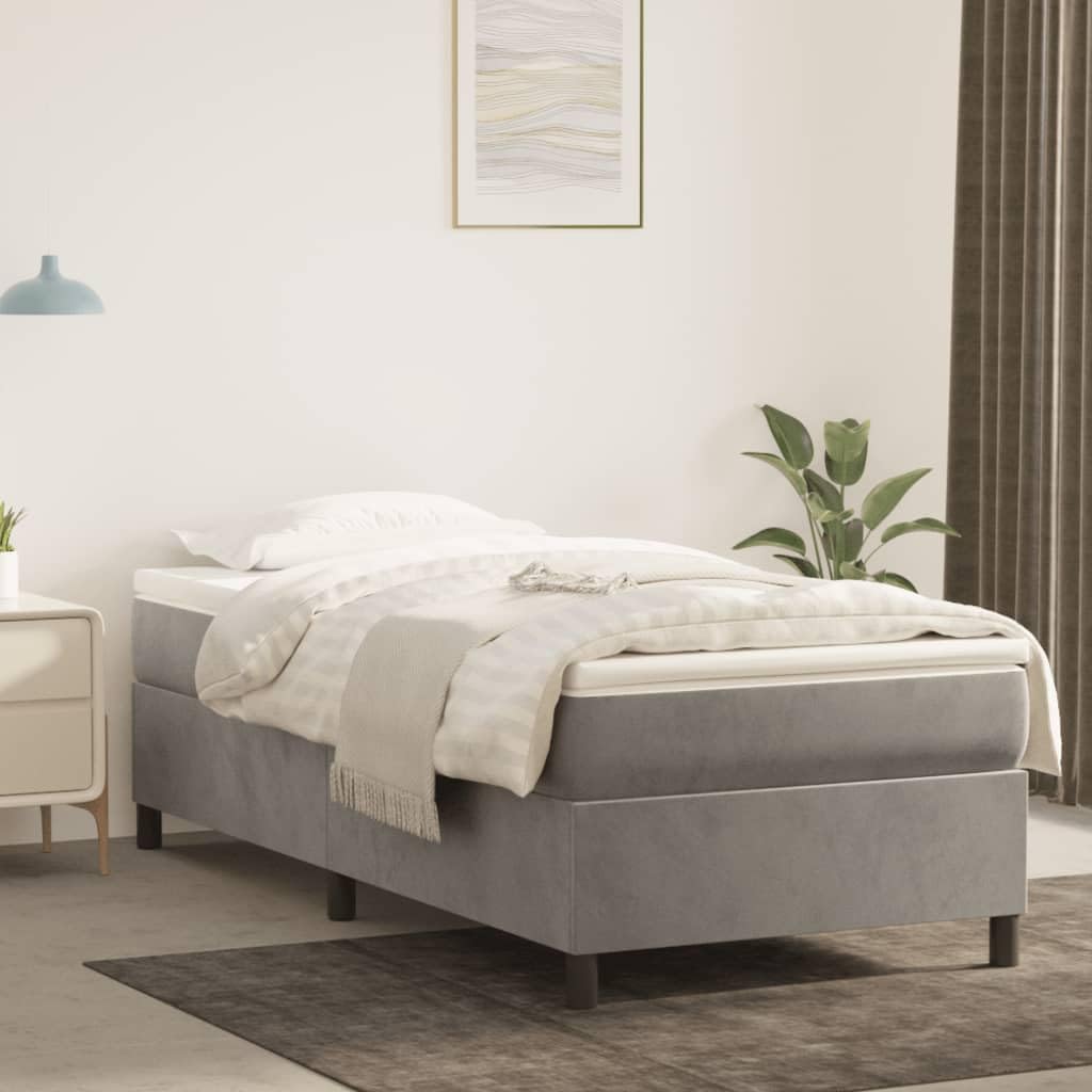 vidaXL Box Spring Bed Frame Light Gray 39.4x79.9??Twin XL Velvet