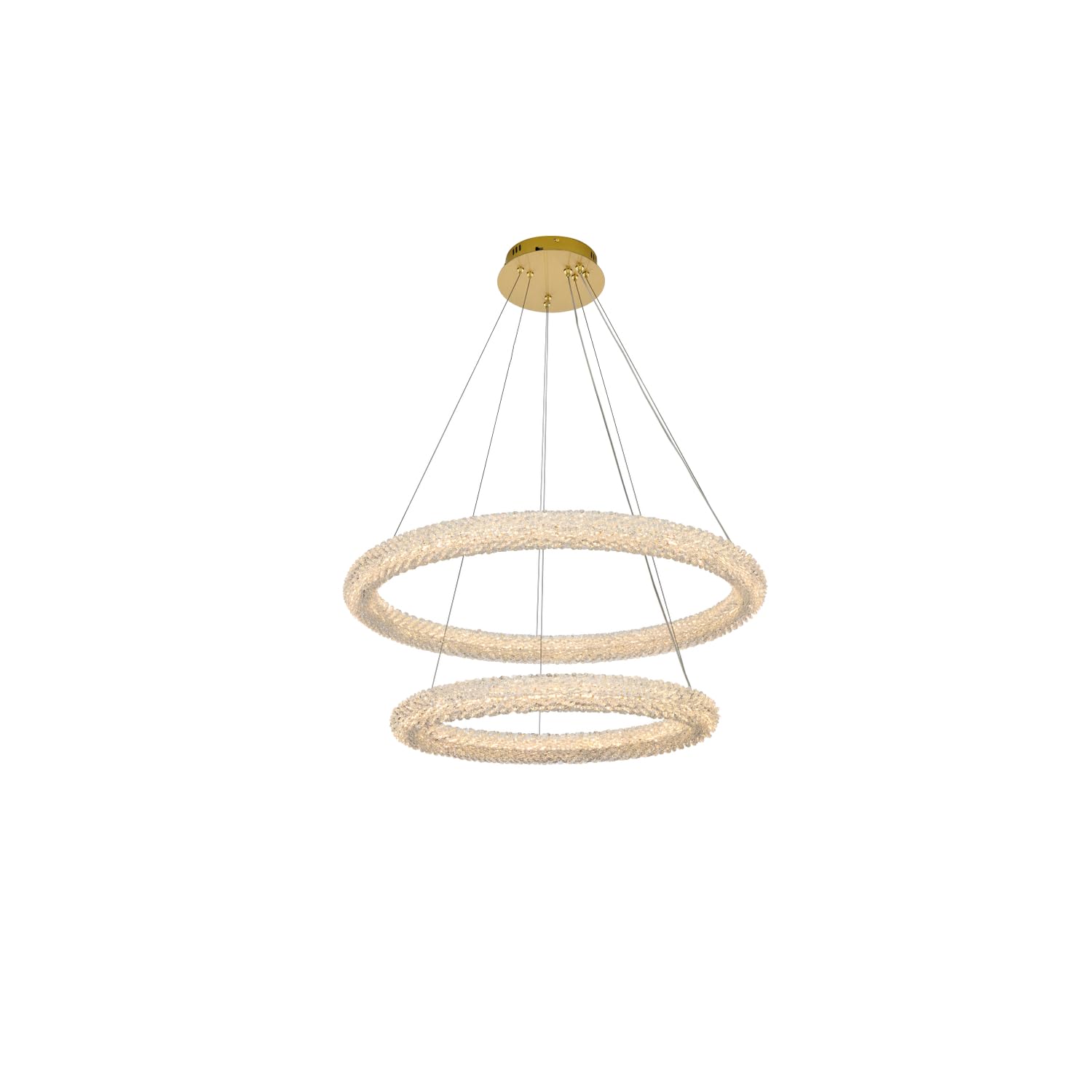 Elegant Lighting Bowen 32 Inch Adjustable Led Chandelier In Satin Gold