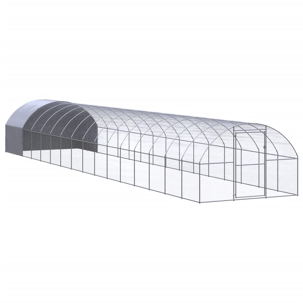 vidaXL Outdoor Chicken Coop 9.8x52.5x6.6 Galvanized Steel