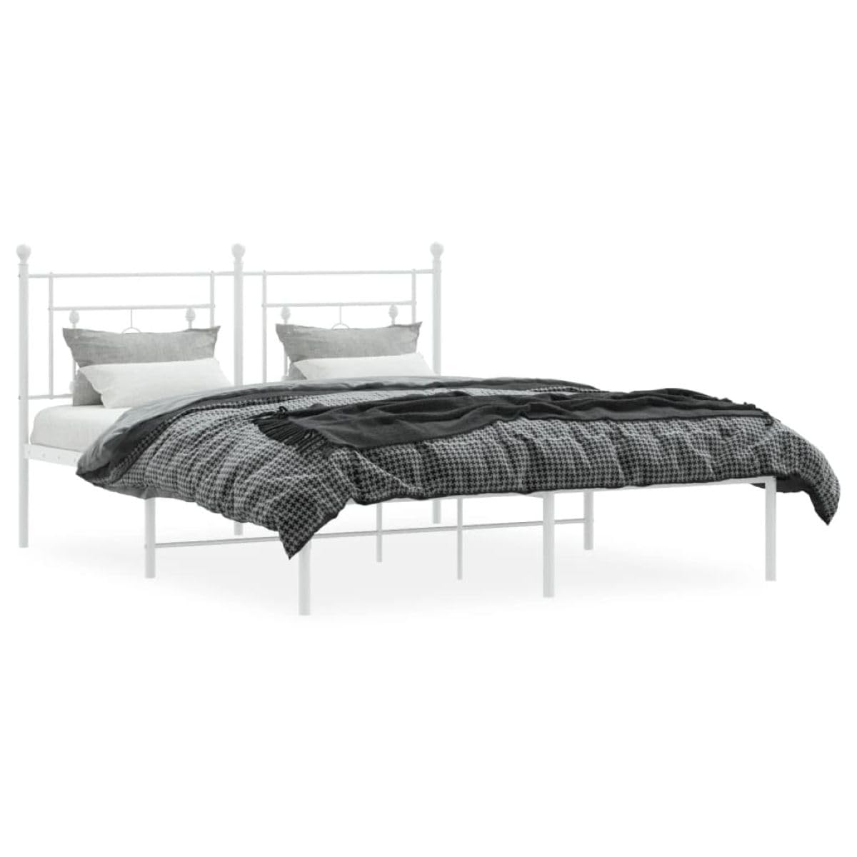 vidaXL Metal Bed Frame with Headboard White 59.1x78.7"