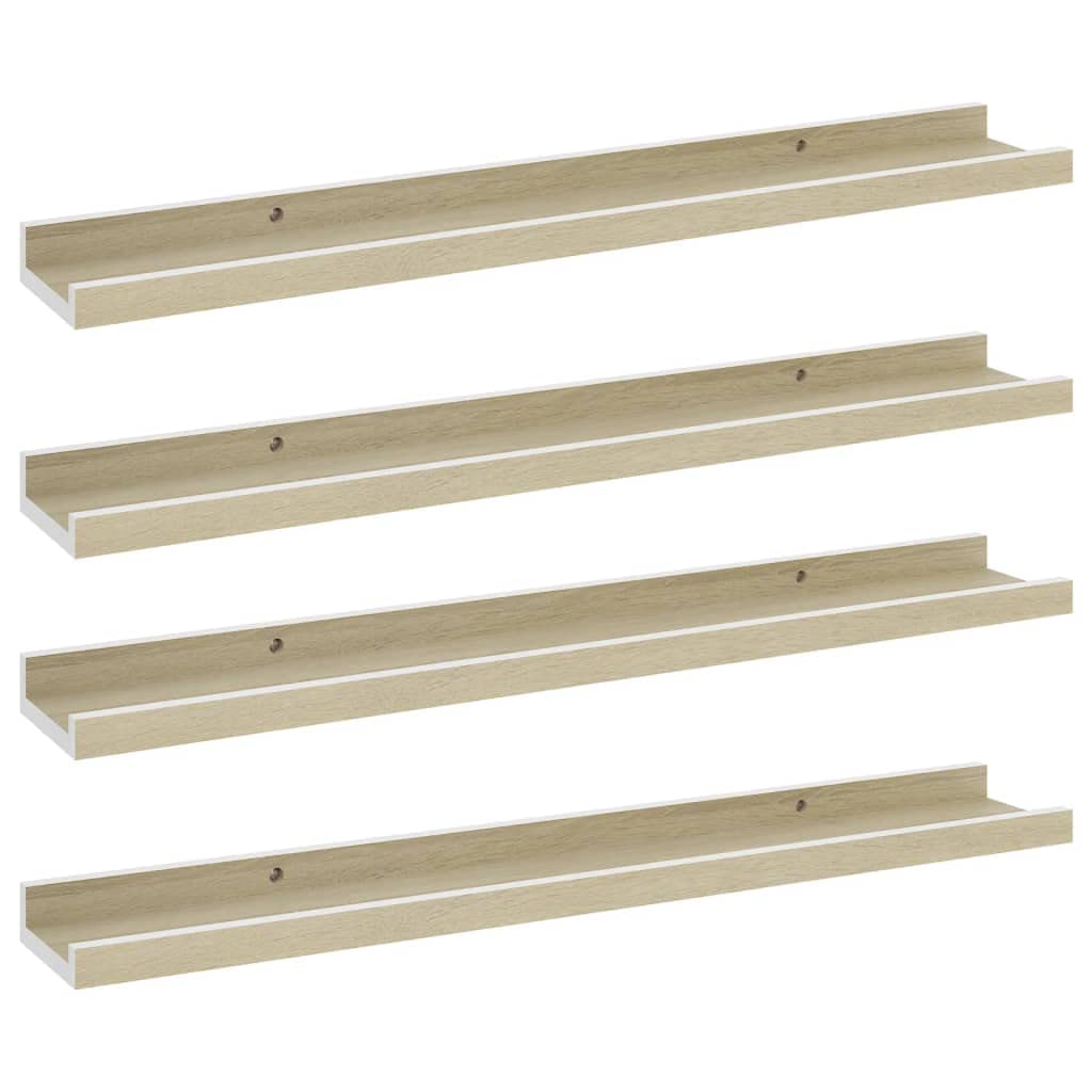 vidaXL Wall Shelves 4 pcs White and Sonoma Oak 23.6x3.5"x1.2"
