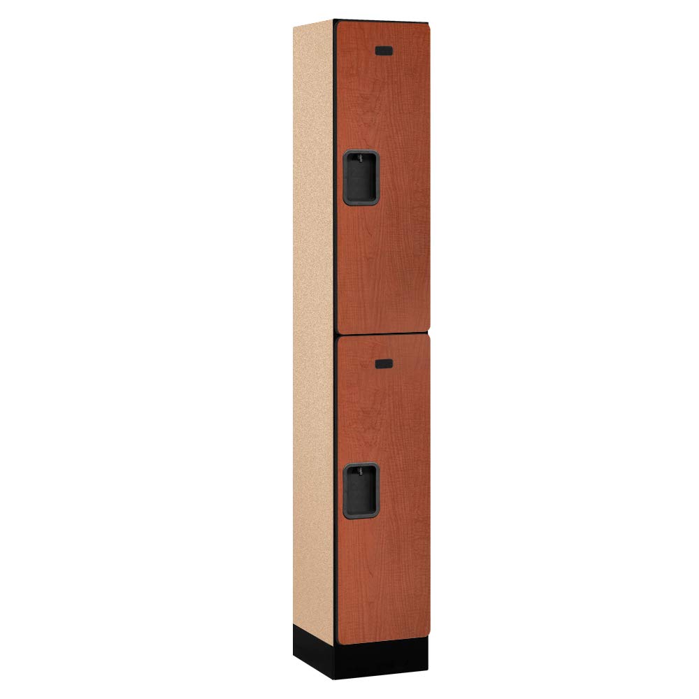 12 Wide Double Tier Designer Wood Locker - 1 Wide - 6 Feet High - 15 Inches Deep - Cherry