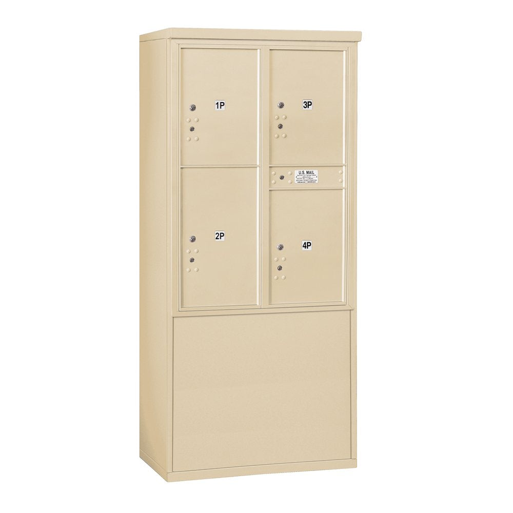 11 Door High Free-Standing 4C Horizontal Parcel Locker with 4 Parcel Lockers in Sandstone with Private Access