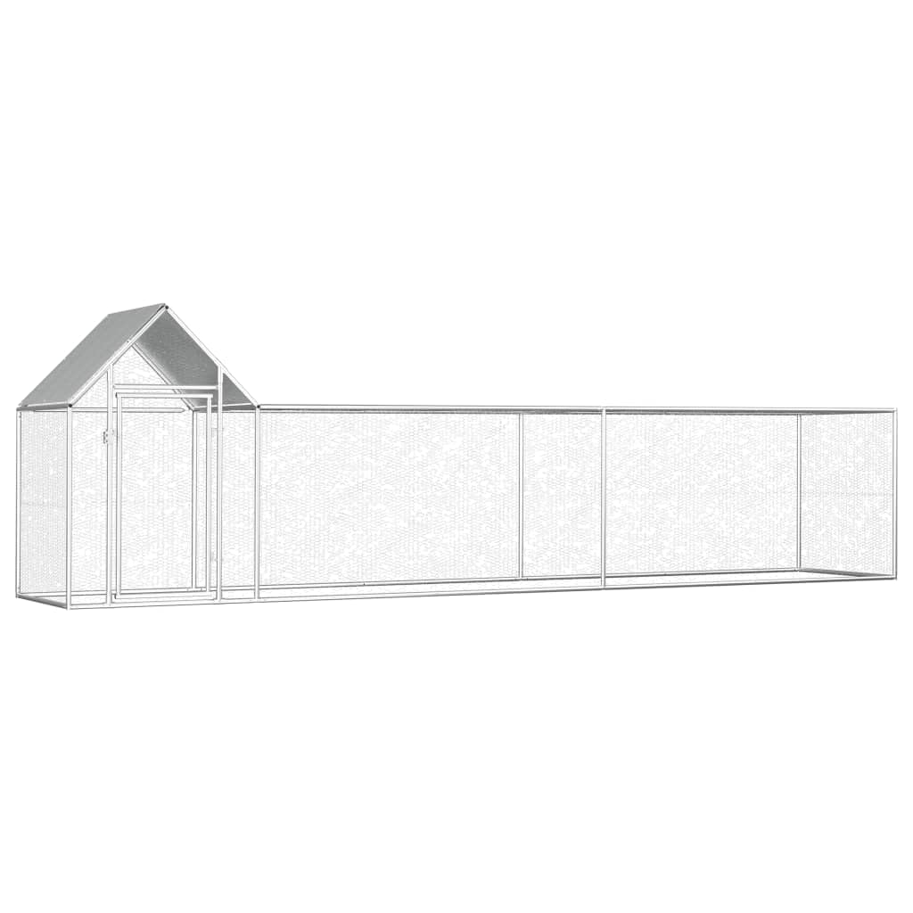 vidaXL Chicken Coop 16.4x3.3x4.9 Galvanized Steel