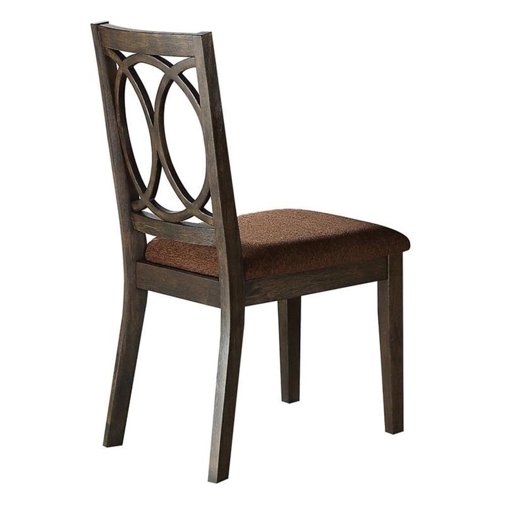 Side Chair (Set-2) - Brown Fabric & Espresso Vietnam