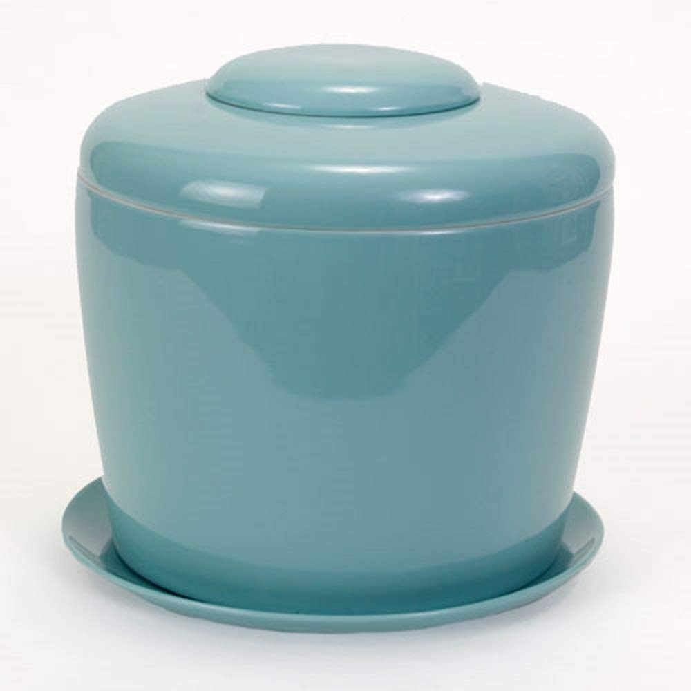 Celadon Blue Porcelain Ceramic Bonsai Cremation Urn with Matching Humidity / Drip Tray