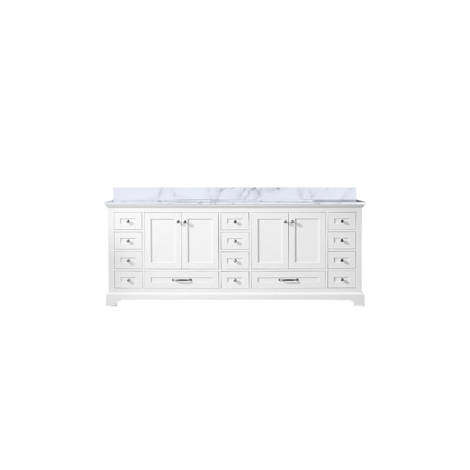 White Double Bath Vanity 84 in. W x 22 in. D, with Cultured Marble Top