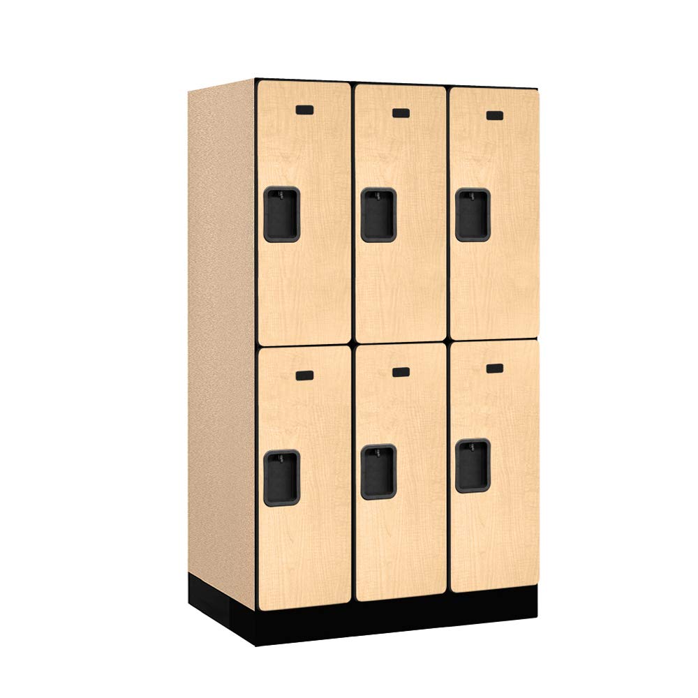 12 Wide Double Tier Designer Wood Locker - 3 Wide - 5 Feet High - 21 Inches Deep - Maple