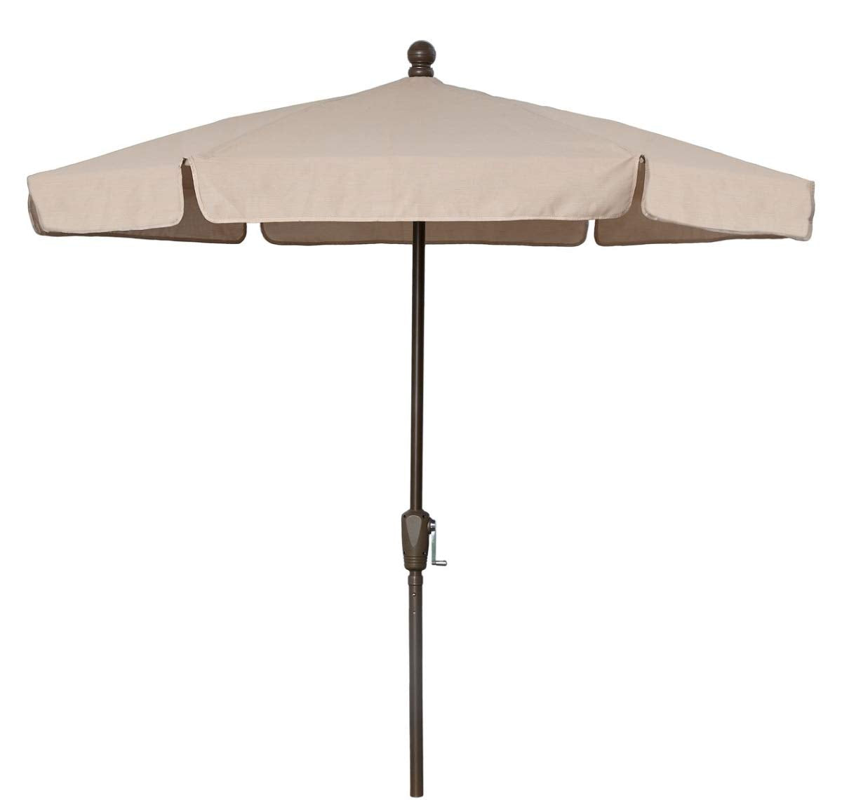 7.5 Hex Home Garden  Umbrella 6 Rib Crank Champagne Bronze with Beige Vinyl Coated Weave Canopy
